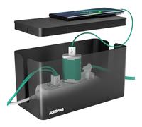 ACROPAQ Cable Box - Large (23.5 x 12 x 11.5 cm), Waterproof, Tangle-Free - Cable Management, Cable Organizer, Cable Box - Black/Large - ACM003