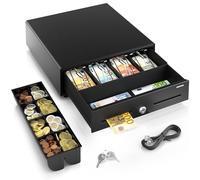 ACROPAQ Cash Drawer - Compatible with RJ11 Receipt Printers, 8 Coin & 4 Bill Compartments, Durable Metal Housing, Compact (34 x 33 x 10 cm) - Cash Register