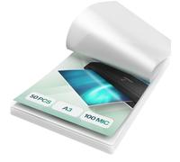 ACROPAQ Laminating Pouches A3-50 Pack, 200 Micron (2 x 100 Micron), Glossy Finish, Premium Quality, Rounded Corners, Ideal for Craft Materials and signages - 18004