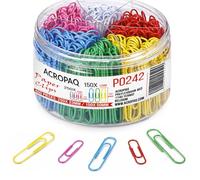 ACROPAQ Metal Paper Clips - 400 pcs Colored Vinyl Coated Paperclips, Assorted Sizes of Medium 33 mm and Large 50 mm, Durable and Ideal for Office, Home, and School - Paperclips, Clips for Paper