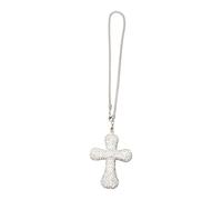 ACROPIX 1 Pcs Metal Rhinestones Diamond Cross Car Rear View Mirror Pendant Accessories Car Hanging Ornament White