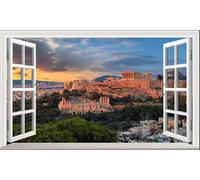 Acropolis Athens Greece V003 3D Magic Window Wall Sticker Self Adhesive Poster Wall Art Size 1000mm Wide x 600mm deep