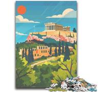 Acropolis Athens Illustration 1000 Pieces Jigsaw Puzzles For Teens And Adults,Stress Reliever Difficult Challenge Enhance Love between Couples (38x26cm)