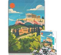 Acropolis Athens Illustration 1000 Pieces Jigsaw Puzzles For Teens And Adults,Stress Reliever Difficult Challenge Enhance Love between Couples 38x26cm