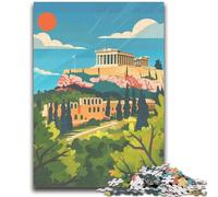 Acropolis Athens Illustration Jigsaw Puzzles for Teenagers,Help The Brain Exercise Addictive Toys to Cultivate Patience A Work of Art (50x75cm)