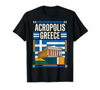 Acropolis Greece Flag Parthenon Ancient Temple Vintage Art T-Shirt