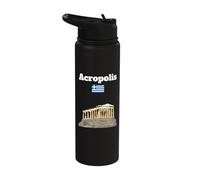 Acropolis Greece Holiday Souvenir Ancient Greek Greece Flag Stainless Steel Insulated Water Bottle