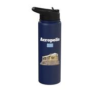 Acropolis Greece Holiday Souvenir Ancient Greek Greece Flag Stainless Steel Insulated Water Bottle