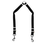 Acrorabo Poly Double Leash Split Lead for 2 Pets, No Tangle Adjustable Padded Handle, Comfortable to Fit for Puppy/Dog Walking and Training_8 1.3 Ft~1.9 Ft Long, 0.78” Wide (Black)