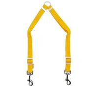 Acrorabo Poly Double Leash Split Lead for 2 Pets, No Tangle Adjustable Padded Handle, Comfortable to Fit for Puppy/Dog Walking and Training_8 1.3 Ft~1.9 Ft Long, 0.78” Wide (Yellow)