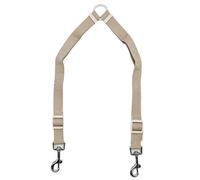 Acrorabo Poly Double Leash Split Lead for 2 Pets, No Tangle Adjustable Padded Handle, Comfortable to Fit for Puppy/Dog Walking and Training_8 1.3 Ft~1.9 Ft Long, 0.78” Wide (Beige)