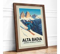Across the Bella Towers Vintage Framed Wall Art Print A4 (29.7×21cm) Walnut, Wall Decor for Living Room, Bedroom, Office & Home, Ready to Hang, Art Gift