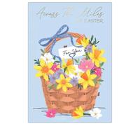 Across The Miles at Easter Greeting Card, Floral Basket Design, 13 x 19 cm