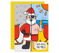 Across The Miles Christmas Card, Australia Christmas Card, Funny Card, Long Distance Card, New Zealand Card, Santa Card