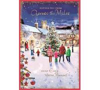 Across The Miles Christmas Card - People around Village Xmas Tree with Gold Foil 7.5x5.25