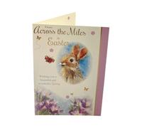Across The Miles Cute Rabbit Floral Design Easter Card