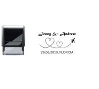 Across The Miles - Personalised Wedding self Inking Stamp 57 x 21mm