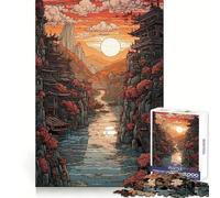 Across The River in Japan 1000 Piece Jigsaw Puzzles Logic Play DownTime Game Family Enjoyable Xmas Santa Gift (38x52cm)