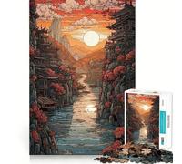 Across The River in Japan Puzzles for Adults 1000 Pieces Brain Calisthen Indoor Play Pattern Assemble Home Display (38x26cm)