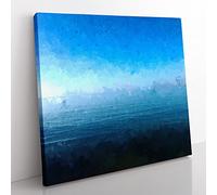 Across the Sea to Bournemouth in Abstract Modern Canvas Wall Art Print Ready to Hang, Framed Picture for Living Room Bedroom Home Office Décor, 50x50 cm (20x20 Inch)