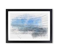 Across The Sea to Bournemouth Sketch Framed Print | A2 Black Framed Wall Art | Ready to Hang | Modern Nautical Picture | Living Room Bedroom Lounge Office
