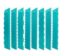 Acroyan Cake Scraper set of 8 Pack Cake Edge Tools Decorating Icing Smoother Comb,Plastic Sawtooth Decorating Mousse Butter Cream Polisher-16 Design Textures-Blue