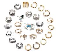 Acruccen 27 Pcs Open Toe Rings Set for Women Adjustable Vintage Retro Toe Ring Summer Beach Foot Jewelry Boho Knuckle Finger Tail Rings, Rhinestone