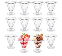 Acrux7 12 PCS Small Glass Ice Cream Bowls 200 ml Footed Sherbet Dishes | Clear Dessert Cups for Sundae, Fruit, Salad, Cocktail, Pudding, Snack