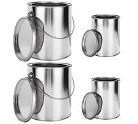 Acrux7 4 Pack Empty Paint Cans with Lids, 1 Gallon Paints Can with Lid & Handles (2) + 2 Quart Paints Can with Lid (2), Metal Unlined Paint Bucket Storage Containers for Painting, DIY Crafts