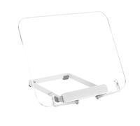 Acrykli Book Stand for Reading, MSDADA Adjustable Book Holder, Foldable Recipe Cook Book Stand for Kitchen, Book Display Stand with Elastic Page Clips for Laptop Magazine Document Music Sheet(Clear)
