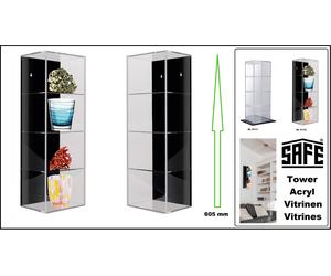 Acryl-Vitrinen Tower Figurines 4 Levels Schwarze-Rückwand Safe 5112 Height 605mm