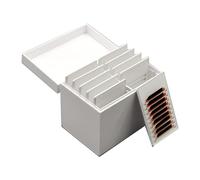 Acrylic 10 Layers Eyelases Extension Storage Box, Grafting Eye lashes Close-Packed Display, Makeup Organizer False Eyelashes Glue Pallet Holder with 10 Pallets (White without Eye)