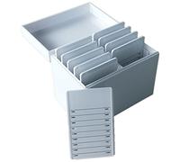 Acrylic 10 Layers Eyelases Extension Storage Box, Grafting Eye lashes Close-Packed Display, Makeup Organizer False Eyelashes Glue Pallet Holder with 10 Pallets (White without Eye)