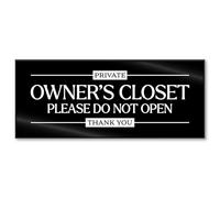 Acrylic 2.5x6 Owners Closet Sign, No Guest Access Sign, Compatible with Airbnb Essentials for Hosts Signs, Private Door, Renter Friendly Decor, Compatible with Airbnb Signs, Black, Made in USA
