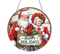 Acrylic 2D Flat DIY Christmas Mr and Mrs Claus Art Pendant Wall Decor