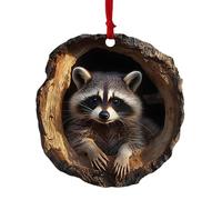 Acrylic 2D Racoon Squirrel Ornament Pendant, Cute Animal Rustic Seasonal Décor, Raccoon Owl Christmas Tree Decorations, Bunny Bird Hedgehog Christmas Ornaments For The Home, Bookshelf, Shelf, Ceiling