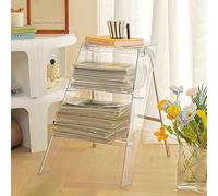Acrylic 3 Step Ladder, Folding Stool, Decorative Modern Foot Stool, Storage Display Shelf for Closet, Living Room, Garden, Balcony