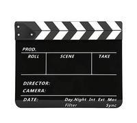 Acrylic 30x25cm Clapperboard, Film Clapperboard for Directors, Movie Clapboard with Built - in Magnets and Chalkboard Surface, Reusable Director Board for Film and TV (White striped blackboard