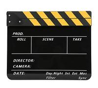 Acrylic 30x25cm Clapperboard, Film Director Board, Professional Movie Clapboard with Built - in Magnets, Whiteboard Marker Compatible, Hollywood Party Prop for Film Lovers and Amat (Yellow striped