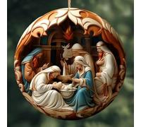 Acrylic 3D Nativity Scene Hanging Ornament - Religious Christmas Tree Decoration, Birth Of Jesus Christian Ornaments For Home (F)
