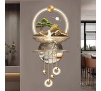 Acrylic 3D Wall Art Decor With LED lights and Metal Ball,Creative Pendant Landscape Painting Entrance Wall Decoration,Modern Plug-in Power Supply Painting for Home