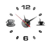 Acrylic 3D Wall Clock, Coffee Cup Pattern DIY 3D Stickers Clock Silent Stickers Clock for Home/Office/Restaurant