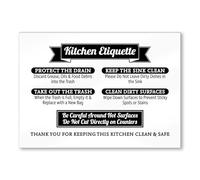 Acrylic 5x7 Kitchen Etiquette Sign - Sensitive Drain, No Dishes in Sink, Rules Compatible With Airbnb Essentials for Hosts - Clean Up Reminder Home Office Supplies Made in USA