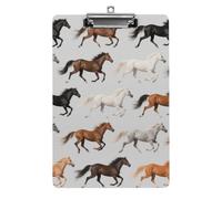 Acrylic A4 Clipboard 8.5 X 12.5 Inch - Double-Sided Pattern Design, Decorative Clip Board with Hanging Hole, Cute Horse Clipboard for Teacher, Nurse, Doctor