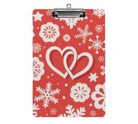Acrylic A4 Clipboard 8.5 X 12.5 Inch - Double-Sided Pattern Design, Decorative Clip Board with Hanging Hole, Valentine Hearts Snowflake Flower Clipboard for Teacher, Nurse, Doctor