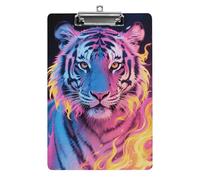 Acrylic A4 Clipboard 8.5 X 12.5 Inch - Double-Sided Pattern Design, Decorative Clip Board with Hanging Hole, Fire Tiger Clipboard for Teacher, Nurse, Doctor