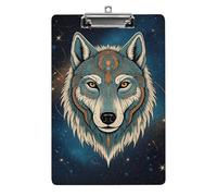 Acrylic A4 Clipboard 8.5 X 12.5 Inch - Double-Sided Pattern Design, Decorative Clip Board with Hanging Hole, Retro Wolf Starr Sky Clipboard for Teacher, Nurse, Doctor