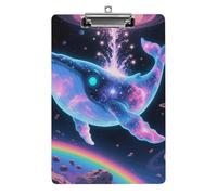 Acrylic A4 Clipboard 8.5 X 12.5 Inch - Double-Sided Pattern Design, Decorative Clip Board with Hanging Hole, Sci-fi Whale Clipboard for Teacher, Nurse, Doctor