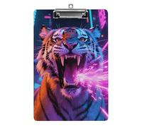 Acrylic A4 Clipboard 8.5 X 12.5 Inch - Double-Sided Pattern Design, Decorative Clip Board with Hanging Hole, Tiger Clipboard for Teacher, Nurse, Doctor