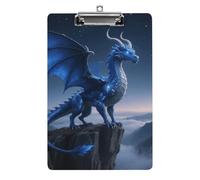 Acrylic A4 Clipboard 8.5 X 12.5 Inch - Double-Sided Pattern Design, Decorative Clip Board with Hanging Hole, Cool Blue Dragon Clipboard for Teacher, Nurse, Doctor